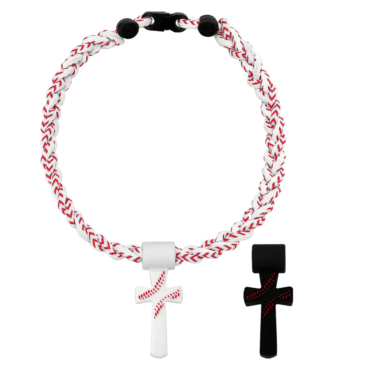 Baseball Necklaces for Boys 8-12, Triple Rope Tornado Sports Necklace with Cross Pendant, Soft Silicone & Rope Baseball Jewelry, Inspirational “I CAN DO ALL THINGS PHL4:13”, White, 18.11 in