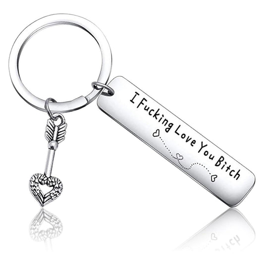Best Friend Keychain for Women, Stainless Steel Key Chain Engrave I Fking Love You Bith Birthday Christmas Friendship Gift for Bestie Best Friends Female Bff