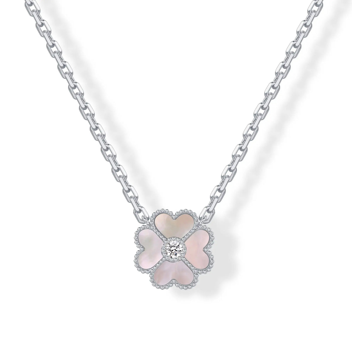 Gold Plated Clover Necklaces for Women - Black Onyx & Mother of Pearl Gemstone Pendant Necklace - Adjustable Chain Hypoallergenic Jewelry Gifts